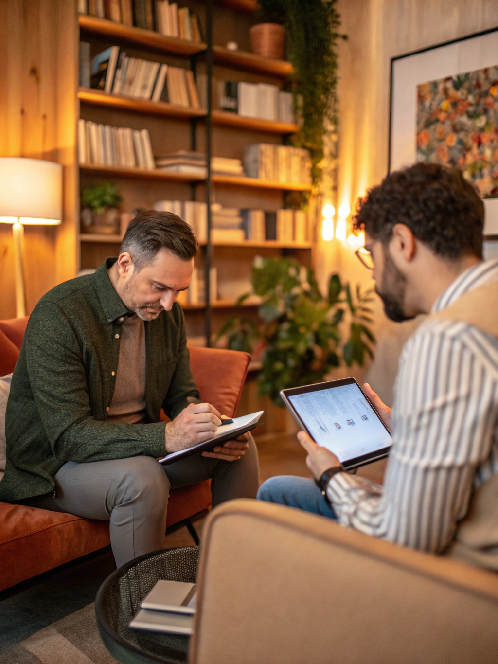 Consultant discussing website strategy with a local business owner